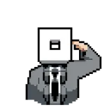 🤝 픽셀 아트, 비즈니스, 정장, 컴퓨터, 모니터 머리, 레트로, 8비트 telegram sticker
