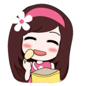 🍪 卡通, 女孩, 零食, 可爱, 快乐 whatsapp sticker