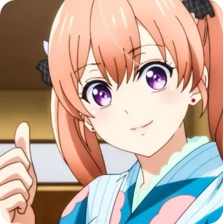 👍 Anime, Słodkie, Dziewczyna, Uśmiech, Kciuk w górę telegram sticker