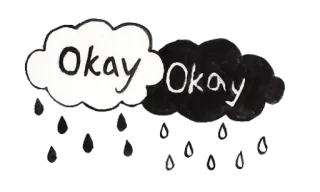 🆗 Okay Okay clouds, rain, okay, weather, black and white telegram sticker