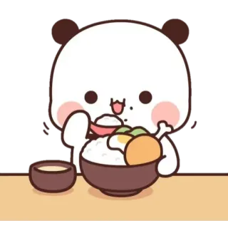 🍛 panda, comiendo, lindo, comida, kawaii, cuenco, arroz whatsapp sticker