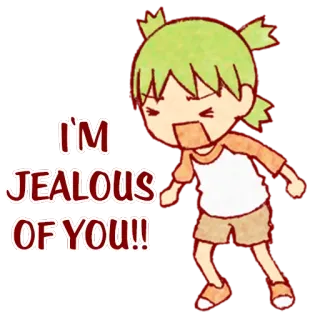 😖 I'M JEALOUS OF YOU!! jealous, anime, exclamation, cartoon, girl telegram sticker