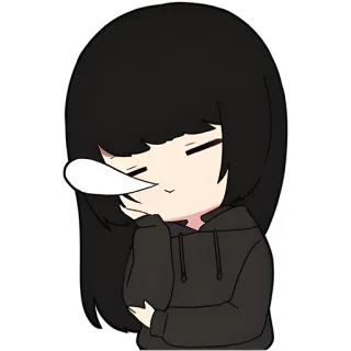 🥱 anime girl, cute, chibi, kawaii, black hair, cartoon telegram sticker