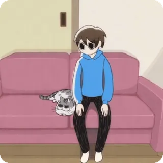🌟 mèo, người, ghế sofa, trong nhà, phim hoạt hình whatsapp sticker