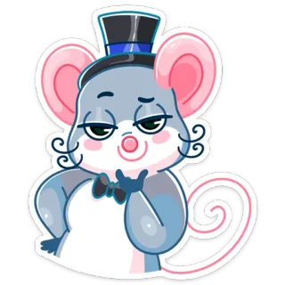 🤔 rato, cartola, gravata borboleta, desenho animado, fofo, adesivo whatsapp sticker