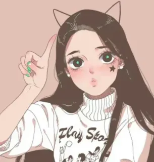 ✔ Flay Spo аниме девушка, мультфильм, иллюстрация, кошачьи уши, стикер, женщина, рисунок telegram sticker