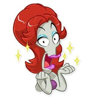 😃 hoạt hình, phụ nữ, tóc đỏ, biểu cảm, sốc, nhãn dán telegram sticker
