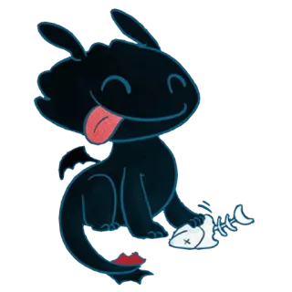 🐟 Toothless How to Train Your Dragon dragón, dibujos animados, Chimuelo, lindo, pez telegram sticker