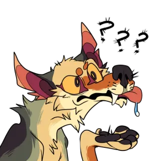 ❔ lobo, confuso, animal, desenho animado, pontos de interrogação, expressão telegram sticker