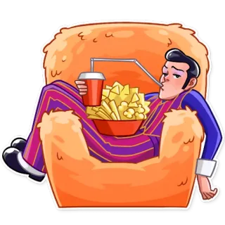🍟 Robbie Rotten LazyTown 罗比·罗滕, 懒人镇, 卡通, 放松, 零食, 懒惰, 斜倚, 椅子 telegram sticker
