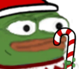 😱 Pepe pepe, frog, christmas, holiday, candy cane, meme whatsapp sticker