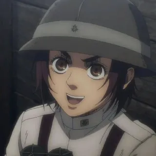 🔫 Gabi Braun Attack on Titan Anime, Gabi Braun, Attack on Titan, Militar, Capacete telegram sticker