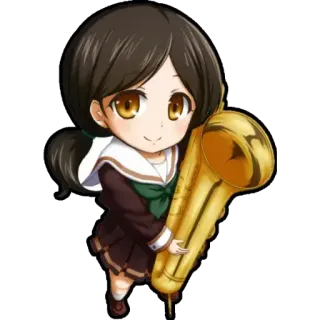 😍 Anime, Fille, Mignon, Musique, Instrument de musique, Tuba telegram sticker