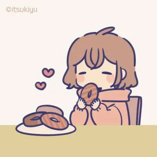 🍩 donut, comida, chica, kawaii, lindo, comiendo, postre telegram sticker