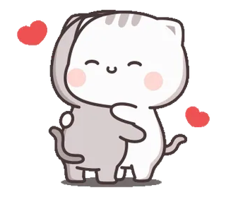 🥰 gato, fofo, desenho animado, amor, coração, abraço telegram sticker