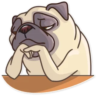 ☹️ pug, cachorro, fofo, animal, animal de estimação, desenho animado telegram sticker