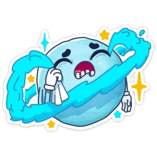 😭 ดาวเคราะห์, ร้องไห้, เศร้า, การ์ตูน, น้ำตา, อารมณ์, น้ำ telegram sticker