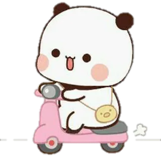 🐼 Panda, Trottinette, Kawaii, Mignon, Animal, Dessin animé, Autocollant whatsapp sticker