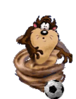 🤒 Taz looney tunes, cartoon, tasmanian devil, tornado, soccer ball telegram sticker