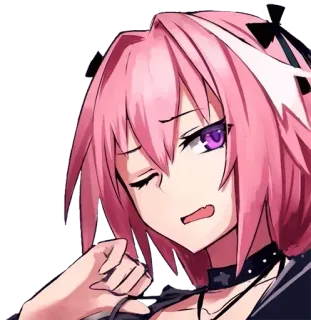 😒 Astolfo Fate/Apocrypha anime, character, astolfo, pink hair, manga, trap telegram sticker