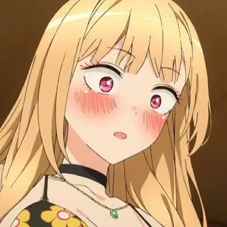 😲 Marin Kitagawa My Dress-Up Darling Anime, Marin Kitagawa, My Dress-Up Darling, carina, ragazza, bionda, Fanart telegram sticker
