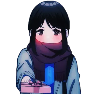 😍 Аниме, Девушка, Подарок, Шарф telegram sticker