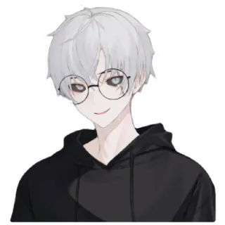 😁 anime, glasses, hoodie, character, cartoon telegram sticker