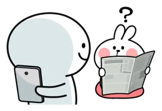 😑 мультфильм, кролик, чтение, планшет telegram sticker