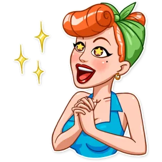 🤩 женщина, мультфильм, счастливый, пин-ап, взволнованный whatsapp sticker