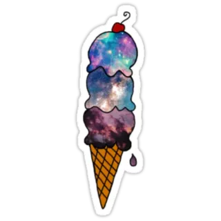 🍦 ice cream, galaxy, food, dessert, sweet, cone, cherry telegram sticker