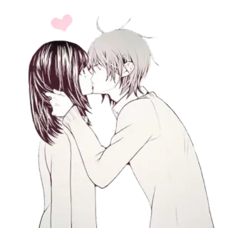 😘 любовь, поцелуй, пара, романтика, сердце, аниме, манга whatsapp sticker