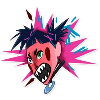 🤬 marah, monster, kartun, kemarahan, ekspresi wajah, gigi tajam, ilustrasi telegram sticker