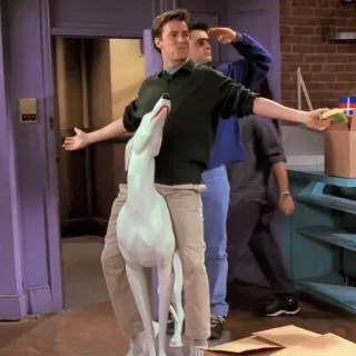 😎 Chandler Bing Friends sitcom, anni 90, cane, saluto, amici, serie tv telegram sticker