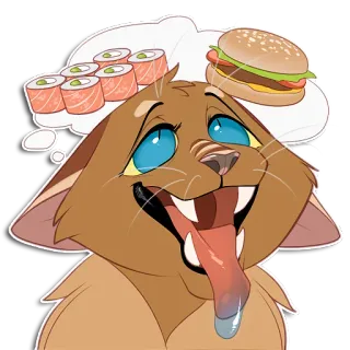 🍔 gato, dibujos animados, sushi, hamburguesa, comida, animal, soñando telegram sticker