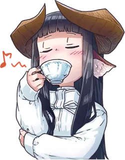😌 Ragazza anime, Tè, Corna, Carino, Kawaii, Chibi telegram sticker