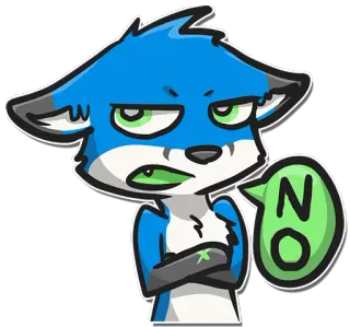 👎 NO สุนัขจิ้งจอก, การ์ตูน, ไม่, การไม่เห็นด้วย, สัตว์, เชิงลบ whatsapp sticker