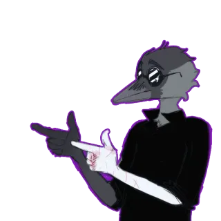 👈 uccello, personaggio, indicare, occhiali, cartone animato telegram sticker
