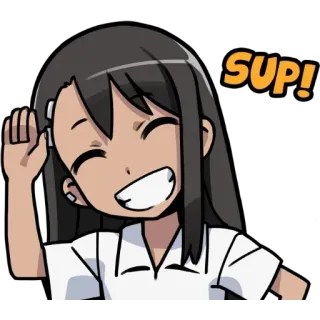 👋 SUP! Аниме, Приветствие, Дружелюбный, Девушка, Мультфильм telegram sticker