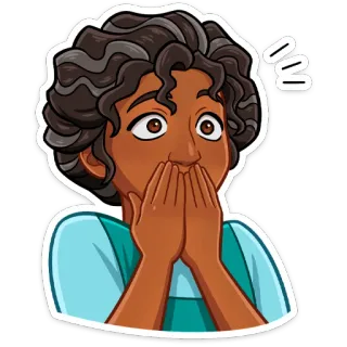 😳 การ์ตูน, ตกใจ, ประหลาดใจ, กังวล, อาย, ผู้หญิง, สีหน้า telegram sticker