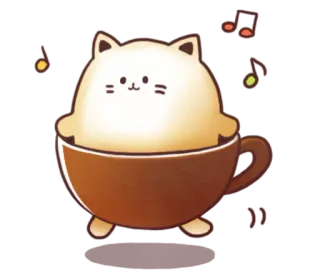 ☕ chat, café, mignon, kawaii, dessin animé, animal whatsapp sticker