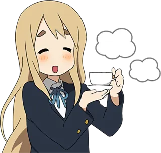🍵 Tsumugi Kotobuki K-On! anime, cute, tea, girl, k-on telegram sticker
