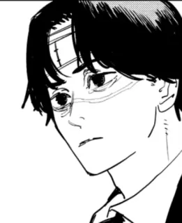 🌫 Hirofumi Yoshida Chainsaw Man Anime, Manga, Chainsaw Man, Hirofumi Yoshida, Personnage, Cheveux noirs, Blessé whatsapp sticker