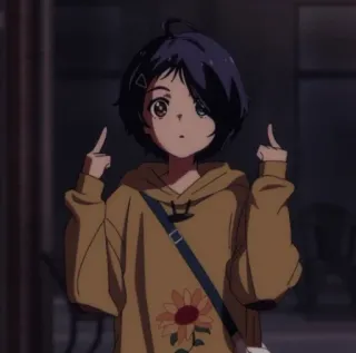 💛 Anime, Personagem, Dedo do meio, Gesto ofensivo, Garota, Adesivo telegram sticker