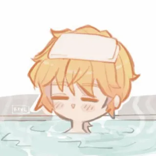 🍡 chibi, anime, kąpiel, słodkie, relaksujący, kawaii, ilustracja telegram sticker