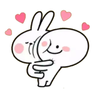 🤗 かわいい, 愛, ハグ, ウサギ, 漫画 telegram sticker
