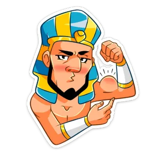 💪 Antiguo Egipto, Faraón, Músculo, Dibujo animado, Fuerte, Flexionando, Figura histórica whatsapp sticker