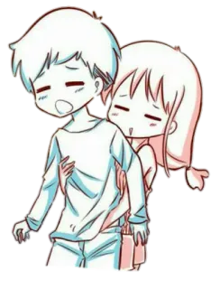 👫 couple, hug, sleepy, cartoon, affection, anime whatsapp sticker