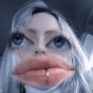 😂 wajah, wanita, bibir tebal, lucu, stiker, filter telegram sticker