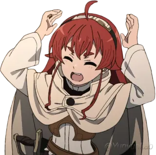 🙌 Eris Boreas Greyrat Mushoku Tensei 애니메이션, 무직전생, 에리스 보레아스 그레이랫, 캐릭터, 빨간 머리, 마법사, 판타지 telegram sticker