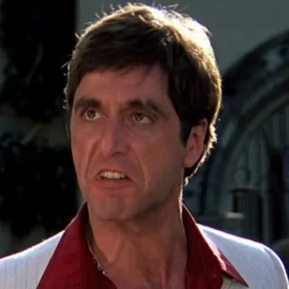 😡 Tony Montana Scarface scarface, al pacino, tony montana, película, años 80, gangster, cine clásico, crimen, film telegram sticker